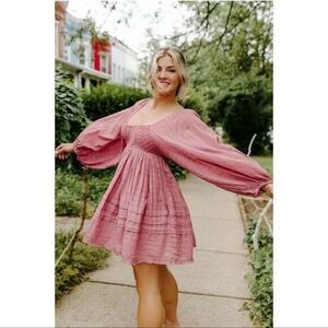 FREE PEOPLE - Ari Long Sleeve Minidress in Dried Current